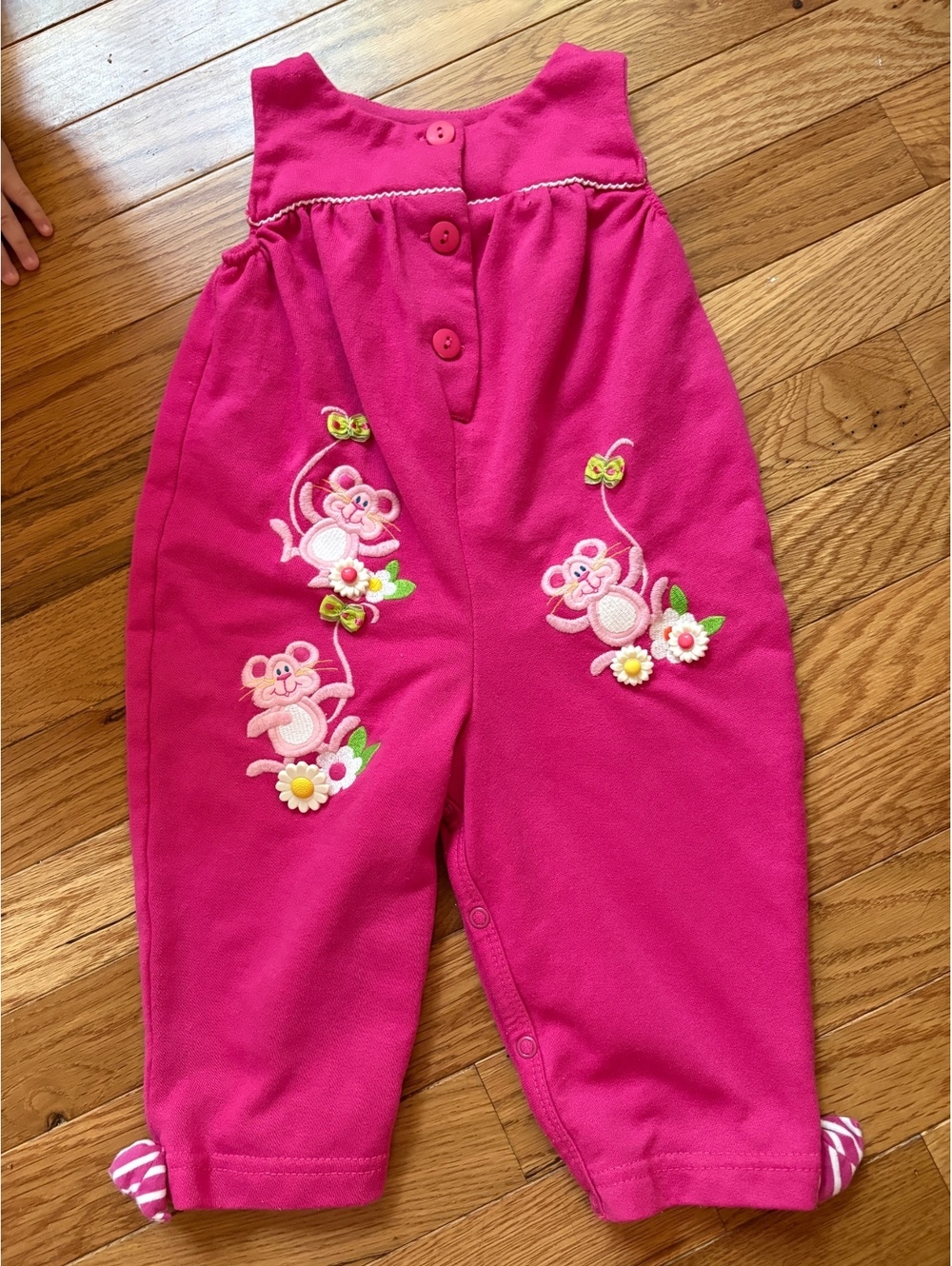 Vintage mouse appliqué overall 6/9m